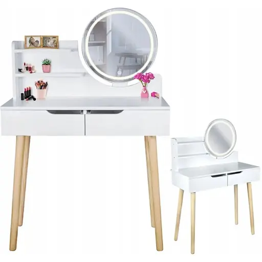 Туалетний столик Jumi Scandi LED підсвітка, з шухлядами, білий - фото 3