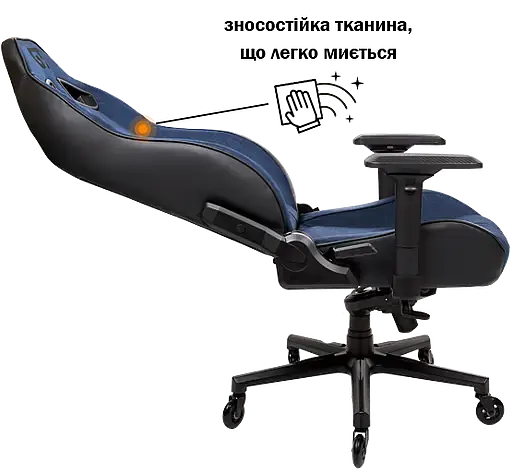 Геймерское кресло GT Racer черное с темно-синим (X-8009 Fabric Dark Blue/Black) - фото 3