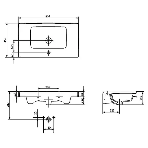Умивальник Cersanit Crea 80 см, меблевий - фото 4