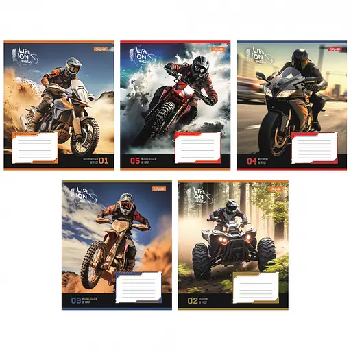 Зошити учнівські 36 аркушів лінія 1В Life on wheels, 15 шт. в упаковці