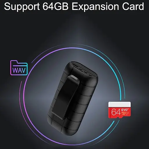 Міні диктофон цифровий акумуляторний Sttwunake A50 +, SD до 128 Gb, 20 днів запису, магніт (100313) - фото 7