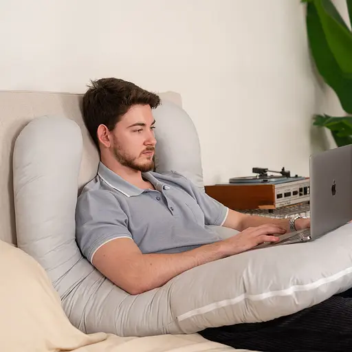 Подушка Sonex Basic Flex для беременных и отдыха П-образная антиаллергенная 135x68x25 коричневая (SO102580) - фото 7