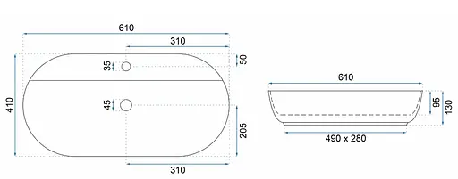 Умивальник Rea Aura 61 накладний marmo shiny REA-U8003, Мармур - фото 7