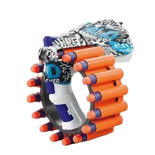 Пистолет, механический принцип работы, стреляет мягкими патронами, 20 патронов (в ассортименте)