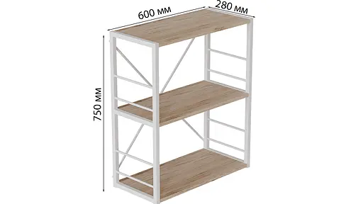 Этажерка 3/60 Ferrum-decor Серии Коннект 73x60x28 белый ДСП Дуб Сан-Марино 16мм (FRD-104261) - фото 3