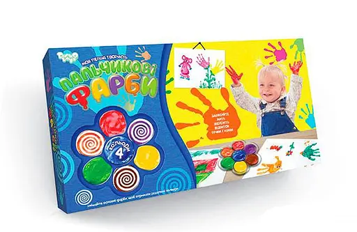Пальчиковые краски "Моё первое творчество" PK-02-02 4 цвета укр. "Danko Toys" (4820186073249) - фото 1