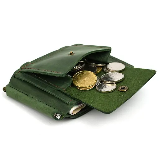 Зажим с монеткой кожаный зеленый Tarwa 11.5х8х1 см acs0032186 - фото 2