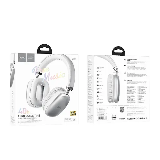 Навушники Hoco W35 Air Triumph BT headphones | BT5.3, AUX / TF, 45h | silver - фото 4