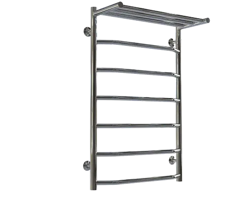 Полотенцесушитель водяной Трапеция с полкой П7 500х800 Deffi нержавеющая сталь (хром, нижнее подключение) - фото 2