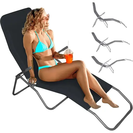 Крісло-шезлонг Jumi розкладний чорний - фото 10