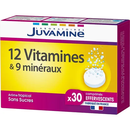 Вітаміни та мінерали Juvamine 12 Вітамінів + 9 Мінералів 30 шипучих пігулок