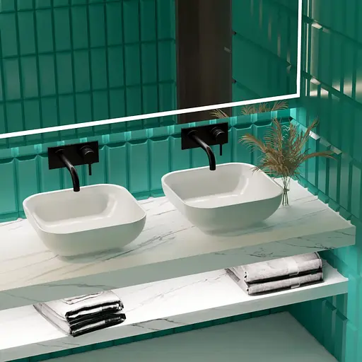 Раковина глянцева накладна Amidicon Atlant 45 450x450 з литого каменю ATLANT_45_HL, Білий - фото 8