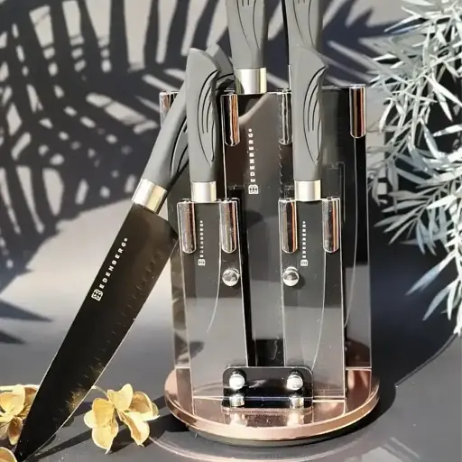 Набор кухонных ножей с подставкой 6 предметов Edenberg EB-11006 черный - фото 2