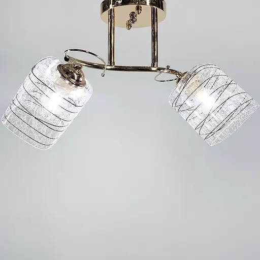 Золотая люстра на 2 плафона с черно-белыми узорами | Line F | Ст. 9513/2 GD - фото 5