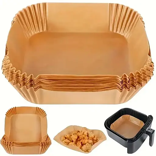 Бумажные вкладыши для аэрофритюрницы Air Fryer Liners 50 шт термостойкие 160×45 мм Коричневый - фото 1