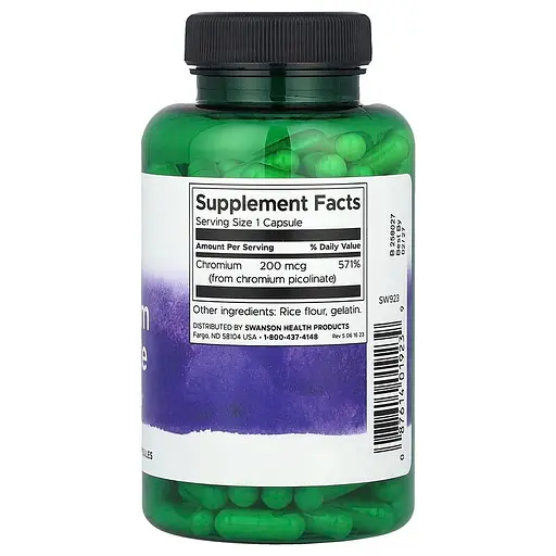 Піколінат хрому Swanson Chromium Picolinate 200 mcg 200 сaps (1086-100-43-2938179-20) - фото 2