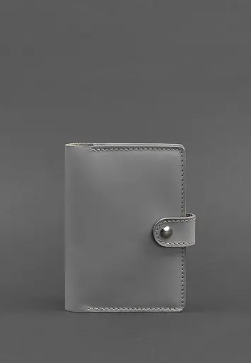 Кожаная обложка для паспорта 3.0 серая - фото 2