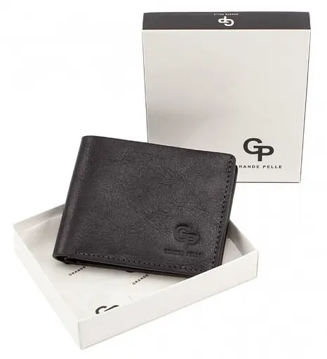 Шкіряний чоловічий гаманець Grande Pelle 11х9х2 см acs0027513 - фото 6