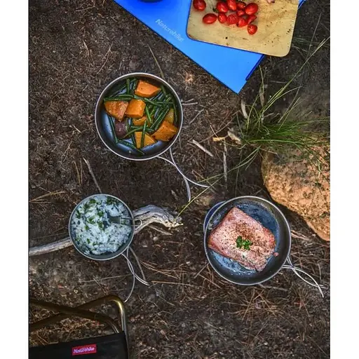 Титанова каструля (котелок) зі складною ручкою 1300мл Naturehike NH18T202-B - фото 5