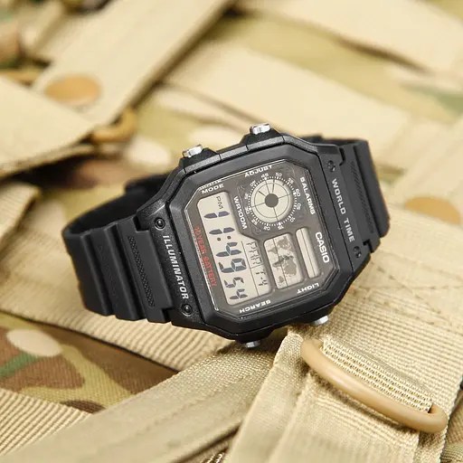 Часы наручные мужские оригинальные кварцевые водонепроницаемые Япония Casio AE-1200WH-1AVEF (модуль №3299) - фото 6