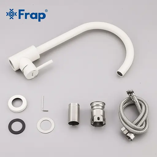 Смеситель для кухни U-гусак гайка Ø35 Frap 1/10 F40899-1 Нержавеющая сталь - фото 7