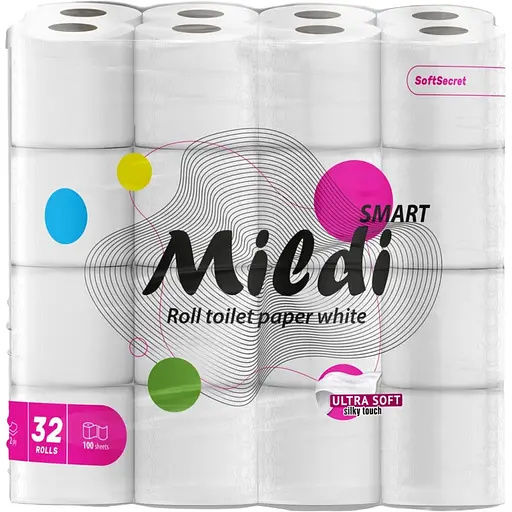 Уцінка. Туалетний папір Mildi Smart 2 шари 100 відривів 32 шт.  - фото 1