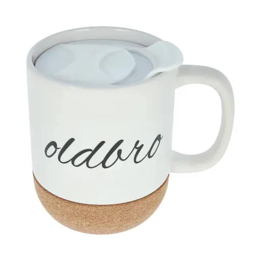 Керамічний кавовий кухоль OldBro White 400 мл з ізольованим корковим дном і кришкою - фото 4