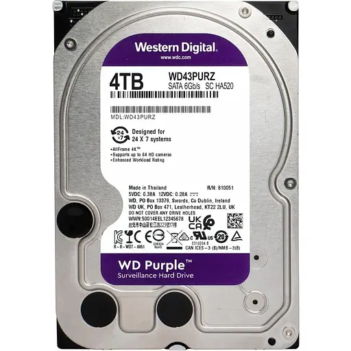 Жорсткий диск 3.5" Western Digital Purple 4 TB SATA 256 MB (Western Digital43PURZ) [141079] - фото 3