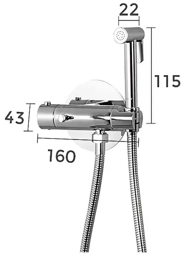 Набір гігієнічного душу прихованого монтажу Gappo G7290 з термостатом та гачком, хром, Хром - фото 8