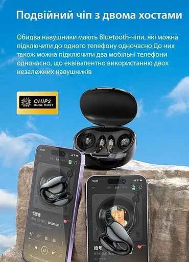 Навушники з спрямованим звуком бездротова Bluetooth 5.3 гарнітура Langsdom TS03 Black - фото 8