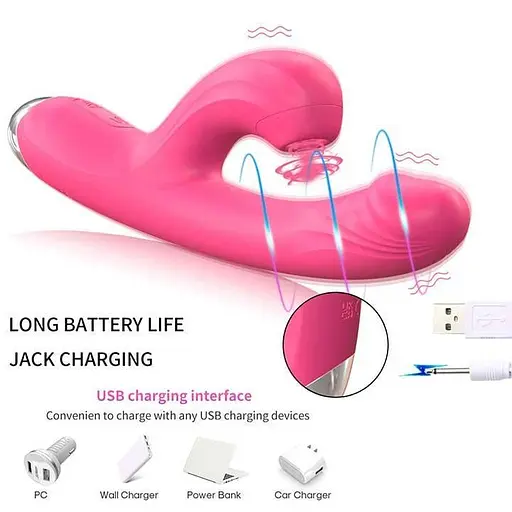 Вибратор с 20 режимами стимуляции клитора и точки G USB 21,3 см Красный - фото 5