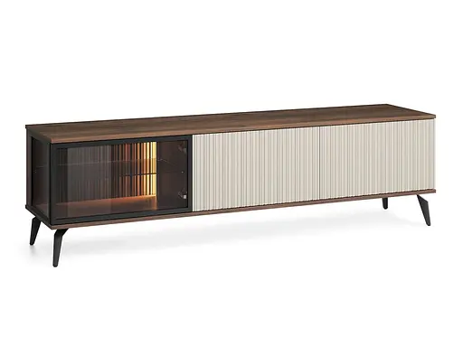 Тумба під ТВ з підсвіткою Вічі / Vici RTV180 3-дверна Горіх/кашемір Perfect Home Польша (PFH-091295) - фото 5