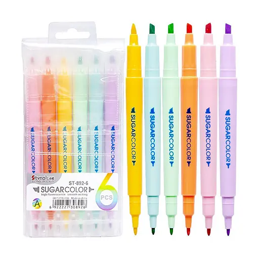 Набір текстовидільників двосторонніх Tyno ST892-6, 6 кольорів - фото 2