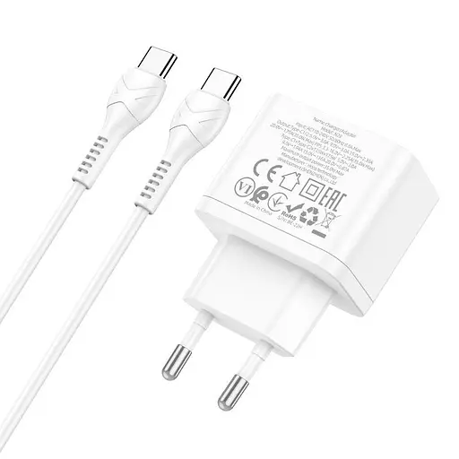 Комплект блок и кабель зарядные Hoco N29 Triumph Type-C to Type-C charger set белый - фото 4