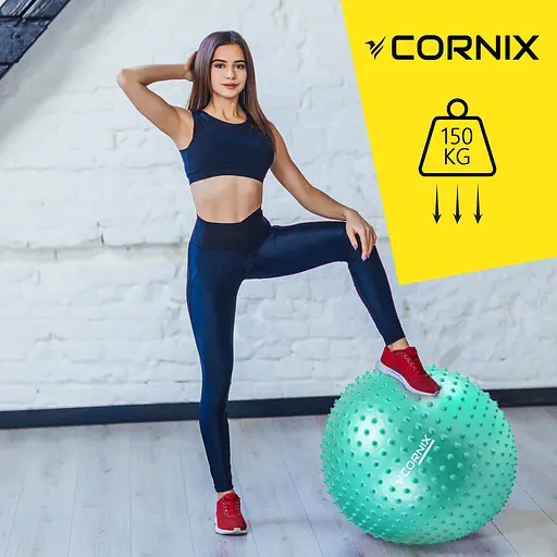 Мяч для фитнеса (фитбол) Cornix 55 см массажный Anti-Burst Mint XR-0472 - фото 2