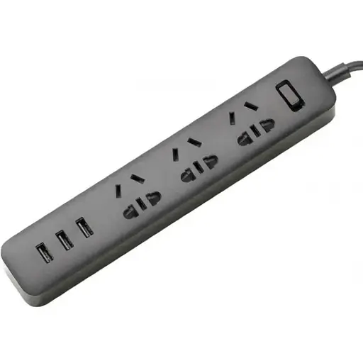 Мережевий фільтр подовжувач Xiaomi Power Strip 3 usb + 3 розетки чорний - фото 1