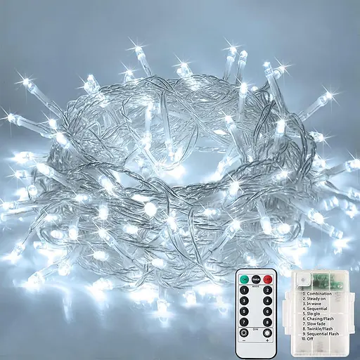 LITYBY Fairy Lights Акумулятор водонепроникний, 12M/120LED Різдвяні казкові вогні, 8 режимів Battery String Lights Outdoor