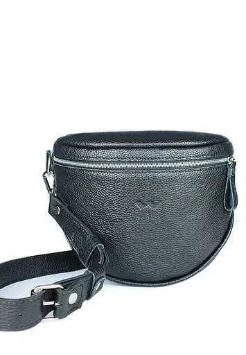 Шкіряна сумка поясна-кроссбоді Vacation чорна флотар - фото 2