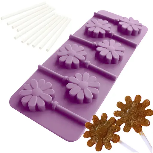 Силиконовая форма для леденцов и конфет на палочке "Цветок", Kitchen Master Розовый 87397 - фото 2