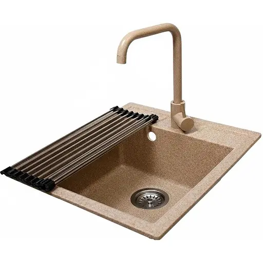 Комплект гранітна мийка + змішувач Romzha Adiere Piesok (B) - фото 1