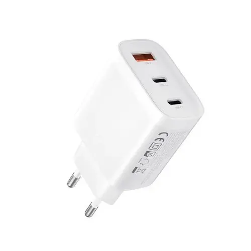 Мережевий зарядний пристрій XO L117 (EU) PD45W/QC18W (2USB-C+1USB-A) fast charging charger with Lightning cable Білий - фото 6