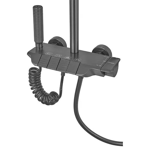 Душевая система Champion PBM-009-J с кнопочным переключателем 4 режима graphite CH6501, Графит - фото 3