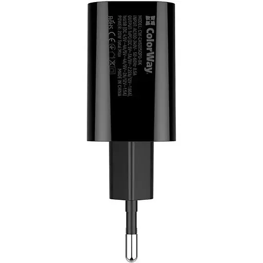 Мережевий зарядний пристрій ColorWay Black (CW-CHS025QPD-BK) - фото 4