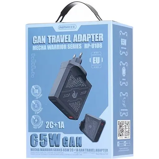 Зарядное устройство Remax Mecha Warrior Series 65W 2C+1A GaN RP-U108 02 Project - фото 3