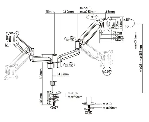 Кронштейн OfficePro MA722B Black MA722B - фото 15