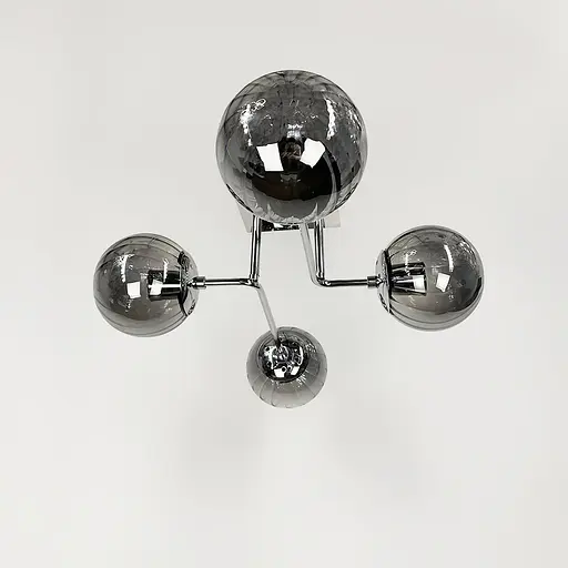 Сучасна стельова люстра в хромі на 4 графітових плафони | Арт. 2693/4 (new) CH+GR | Line F - фото 4