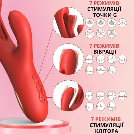 Вибратор I’MCUM G Harmony со стимуляцией точки G и клитора 7 режимов Красный (IM-ZDB261) - фото 5