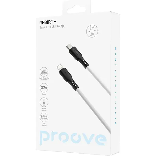 Кабель Proove Rebirth USB-C to Lightning 27W 1m White (CCRE60002102) [130366] - фото 2