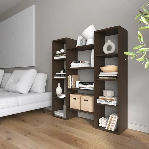 Книжная полка стеллаж для книг Vays D-8 Венге Темный современная полка ЛДСП 130x30x140 см для дома офиса гостиной.