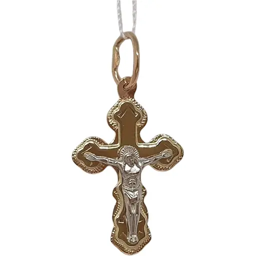 Золотий хрестик Харківська ювелірна фабрика. Розп'яття Христа. 118-АНВРР